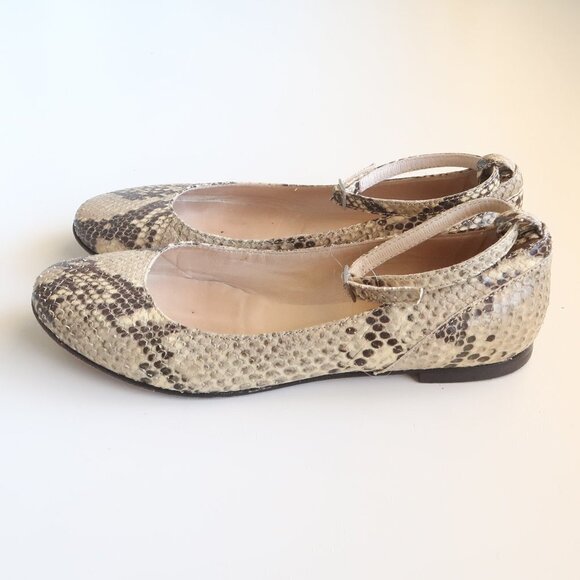 Italian Designer Paolo Castignani Snakeskin Ankle Strap Flats / Ballerinas 7 - Picture 16 of 16